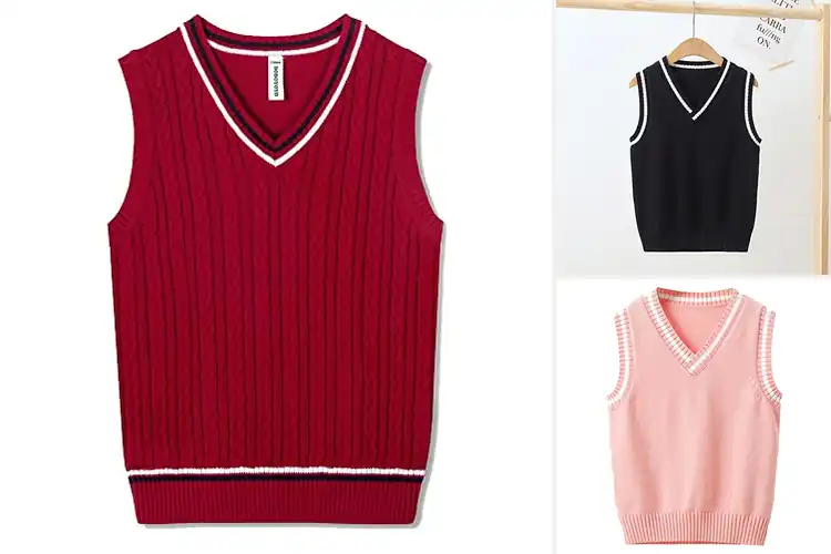 Detailed view of Best Elastic Ribbed Trim Vest For School