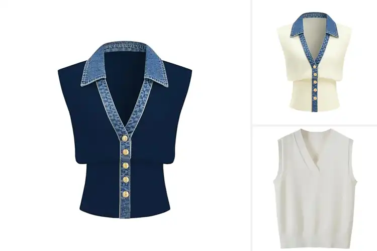 Detailed view of Best Elastic Ribbed Trim Vest
