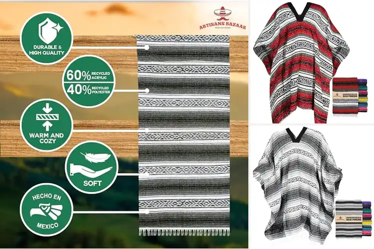 Detailed view of Best Handwoven Serape Blanket Poncho