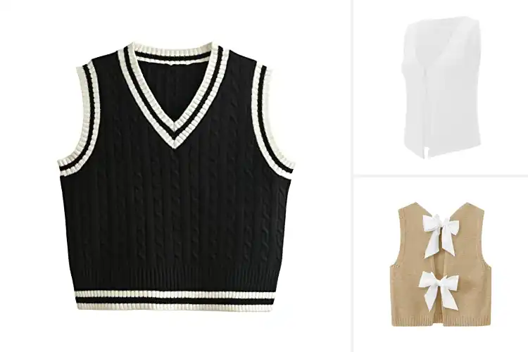 Detailed view of Best Sleeveless Crop Top Knit Vest: Your Style Upgrade