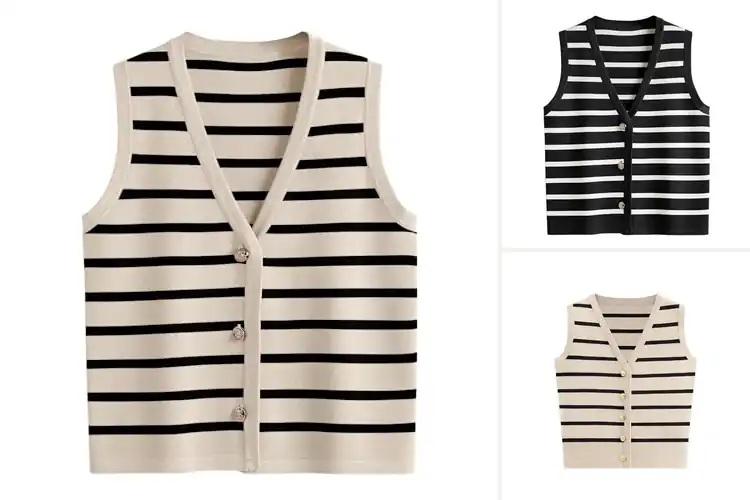 Detailed view of Best Striped Sweater Vests