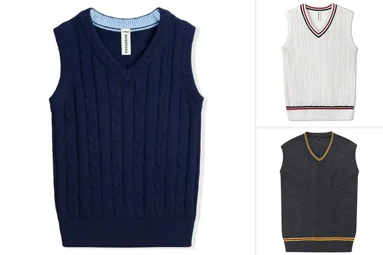 Detailed view of Best Unisex Knitted Vest With Elastic Ribbed Trim