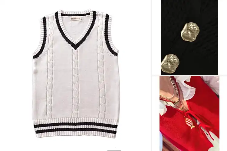 Detailed view of Best V-Neck Sleeveless Cardigan For School