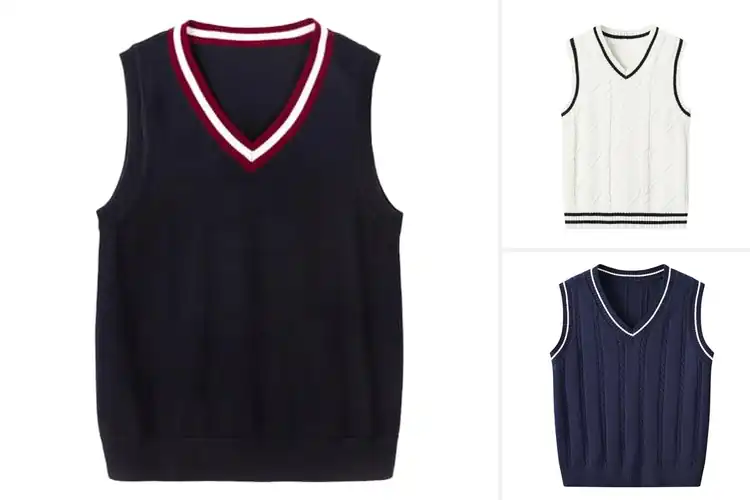 Detailed view of Best V-Neck Striped Trim Kids Vest: Top 10 Stylish Picks